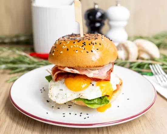 Breakfast Burger at Milano Cafe Bar Newstead